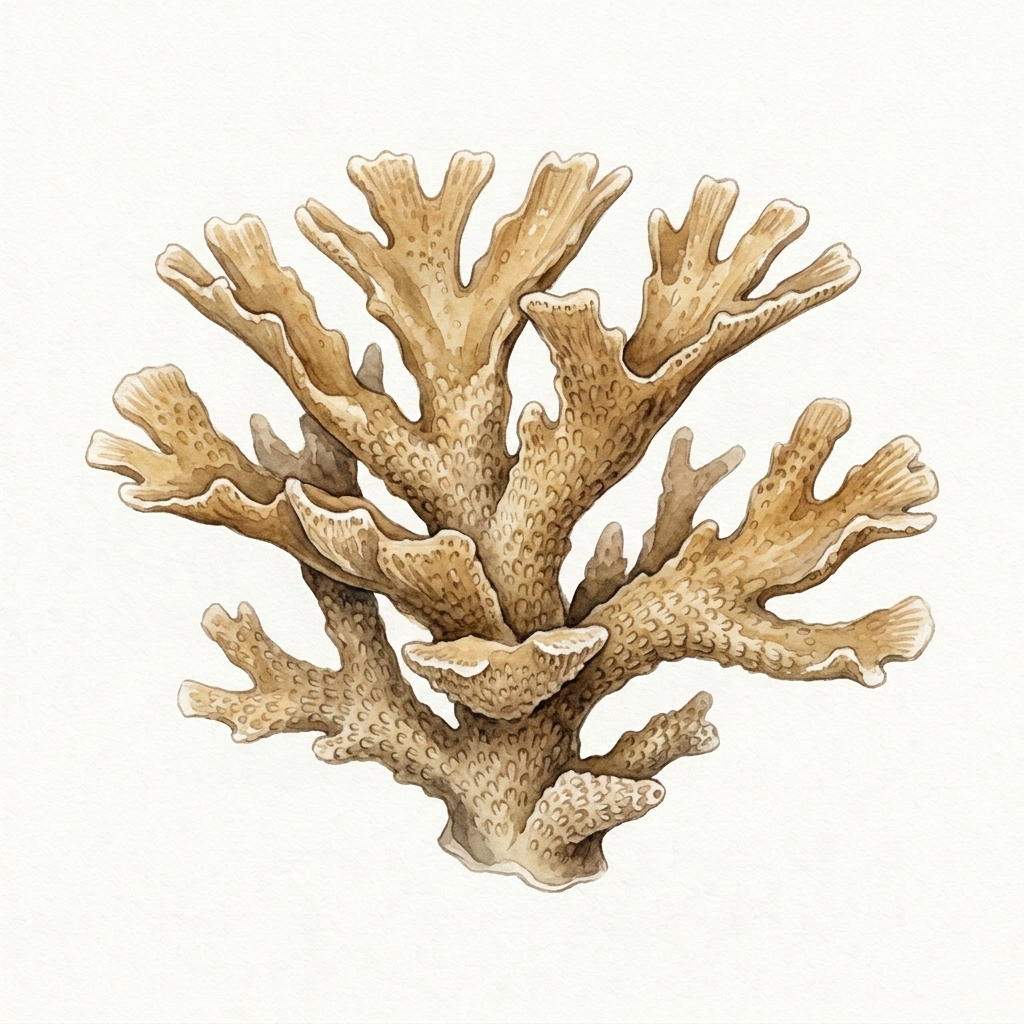Elkhorn coral watercolor artwork
