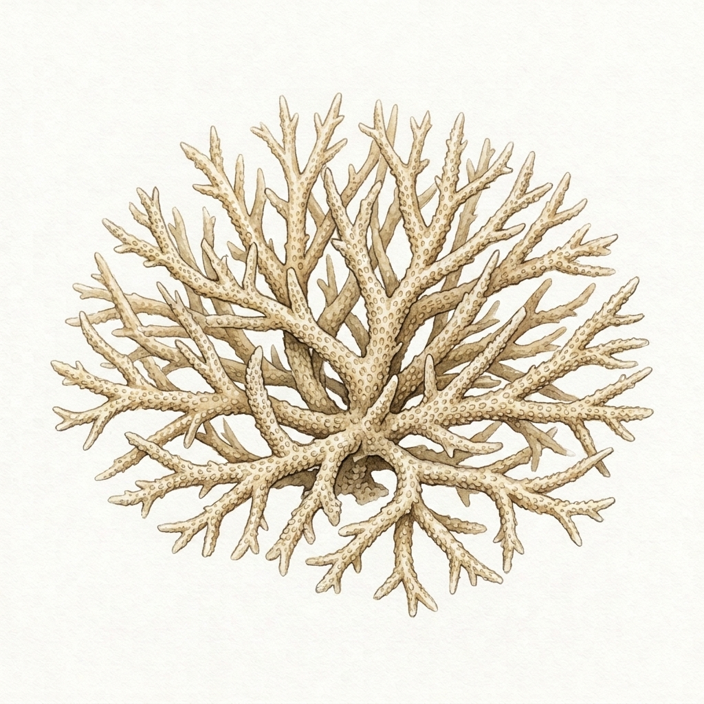 Staghorn coral watercolor artwork